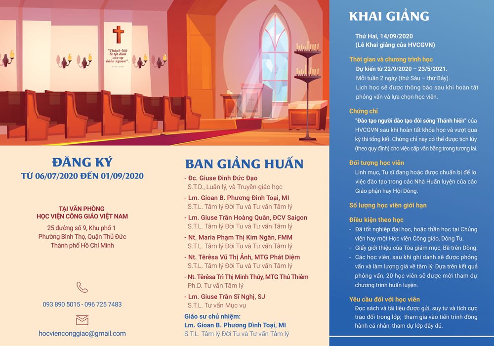 Học viện Công giáo Việt Nam: thông báo chương trình ứng dụng Mục vụ và đào tạo